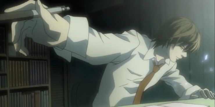 Light Yagami writes in the death note via cbr.com